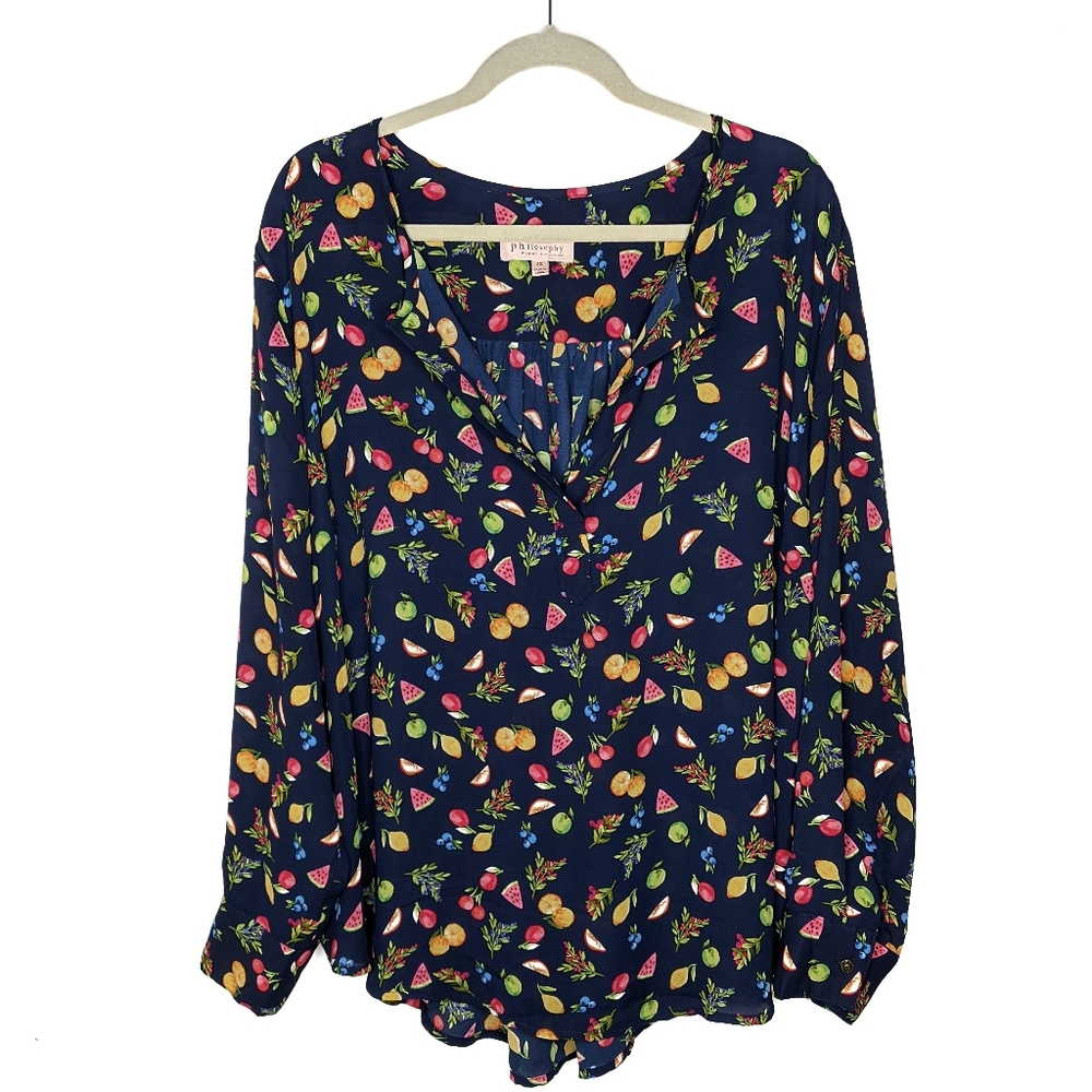 Philosophy Fruit Split Neck Blouse - image 1